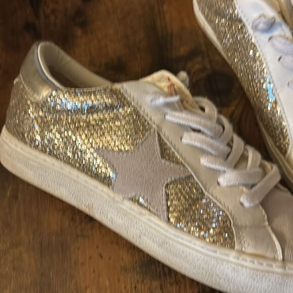 Vintage Havana April Gold Glitter Multi Suede Sneakers Size 7.5 - Picture 7 of 11